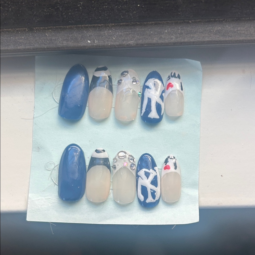 Blue and White Nail Art Set (handmade)